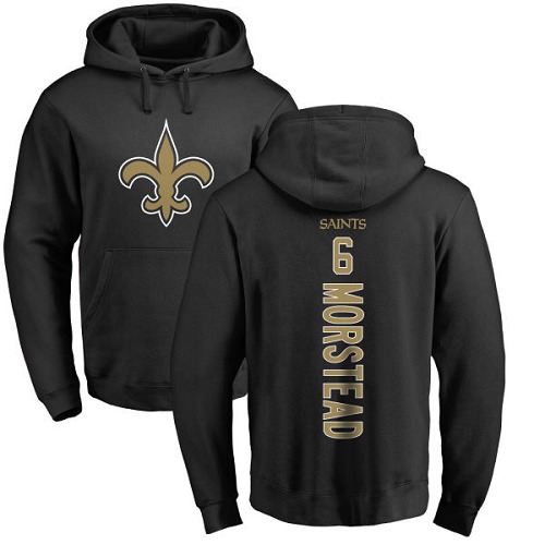 Men New Orleans Saints Black Thomas Morstead Backer NFL Football #6 Pullover Hoodie Sweatshirts